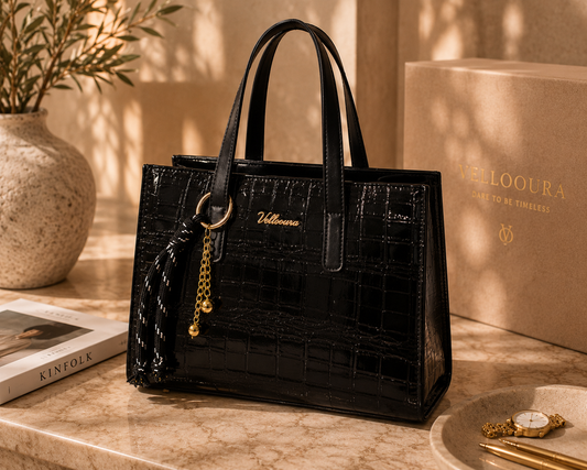 Noir Croc Tote Bag