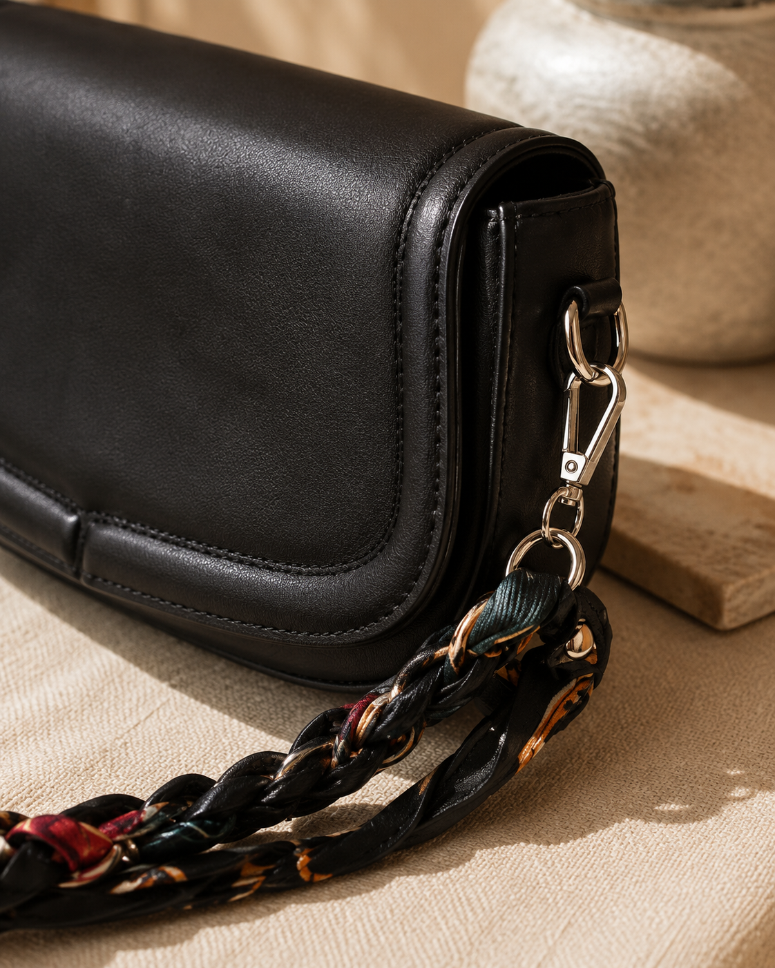 Noir Braided Crossbody