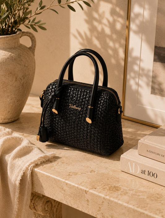 Noir Woven Mini Satchel
