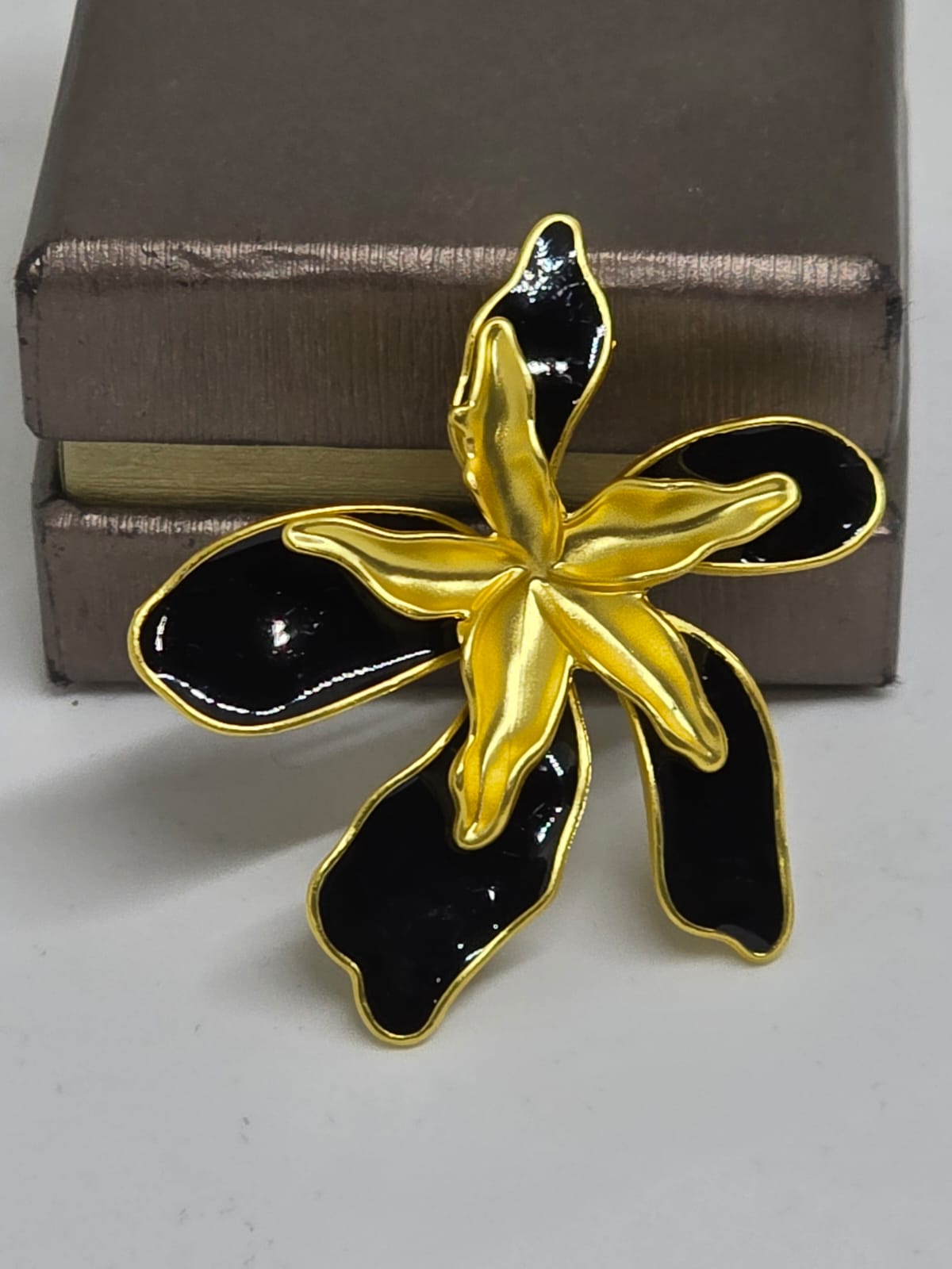 The Noir Orchid Floral Brooch