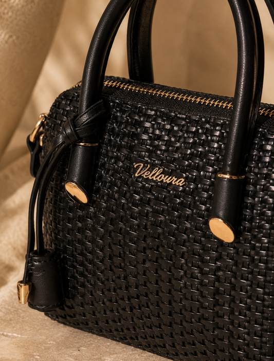 Noir Woven Mini Satchel