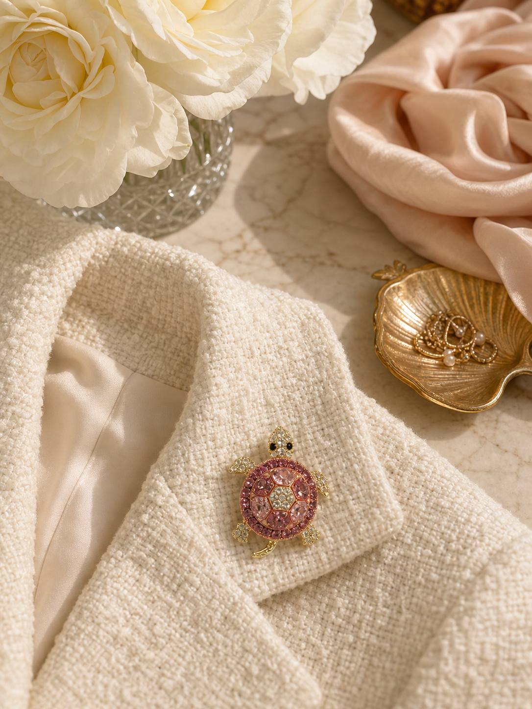 The Coralie Rose Turtle Brooch