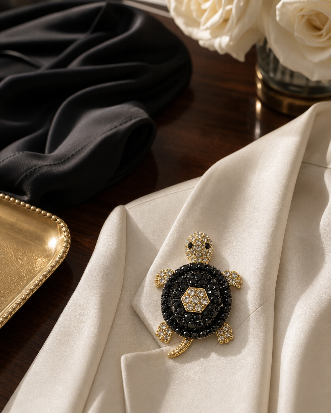 The Noir Bijou Turtle Brooch