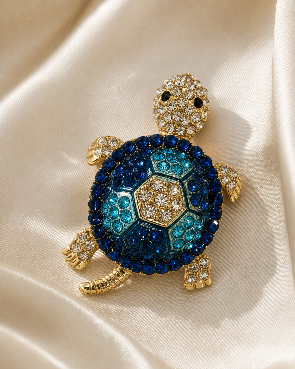 The Azure Bijou Turtle Brooch