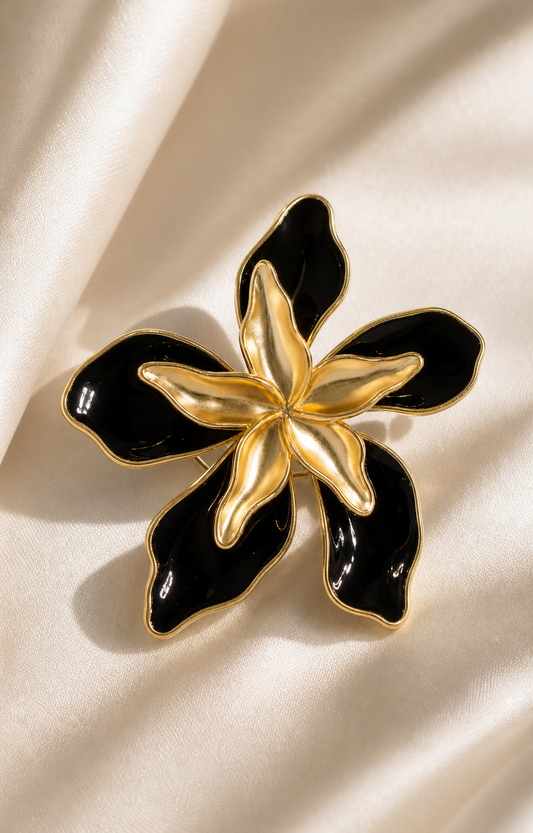 The Noir Orchid Floral Brooch