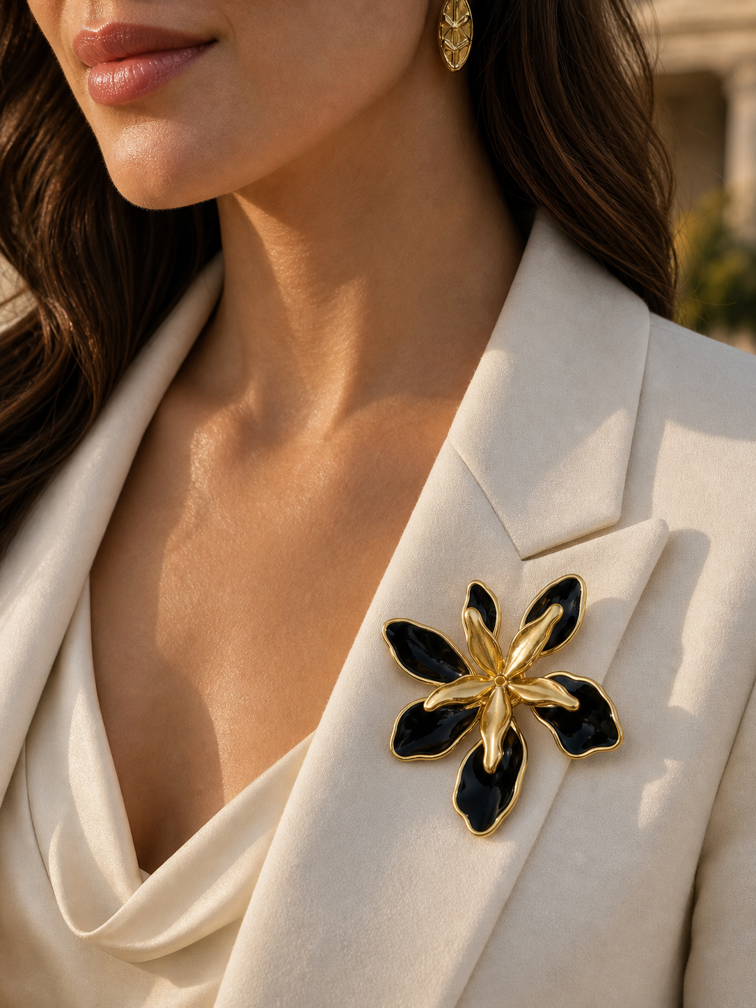 The Noir Orchid Floral Brooch
