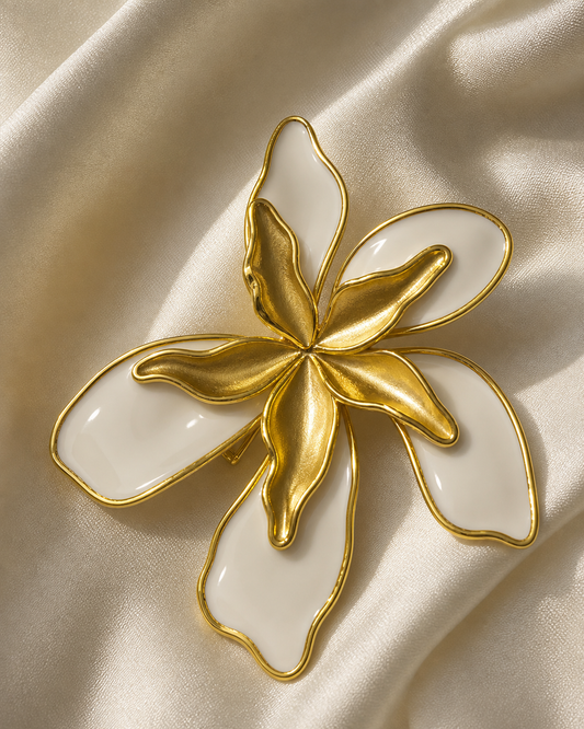 The Ivory Orchid Floral Brooch