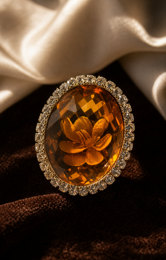 The Cognac Fleur Crystal Brooch