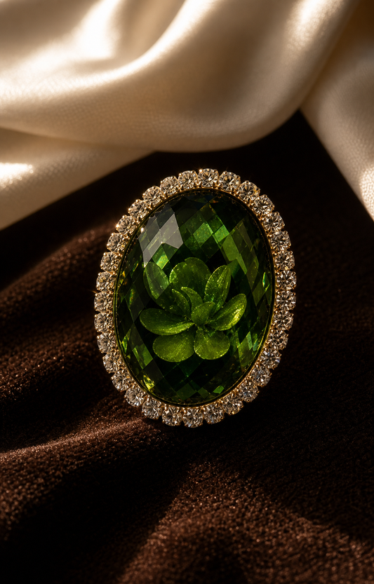 The Emerald Fleur Crystal Brooch