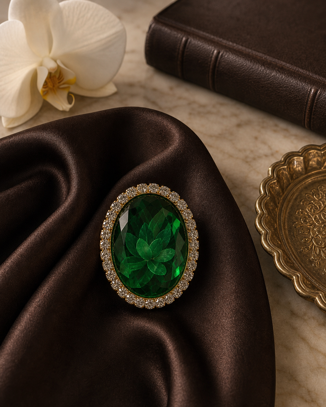 The Emerald Fleur Crystal Brooch