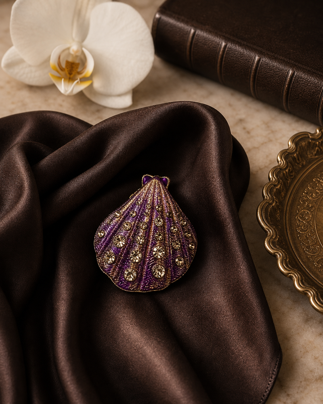 The Amethyst Coquille Brooch